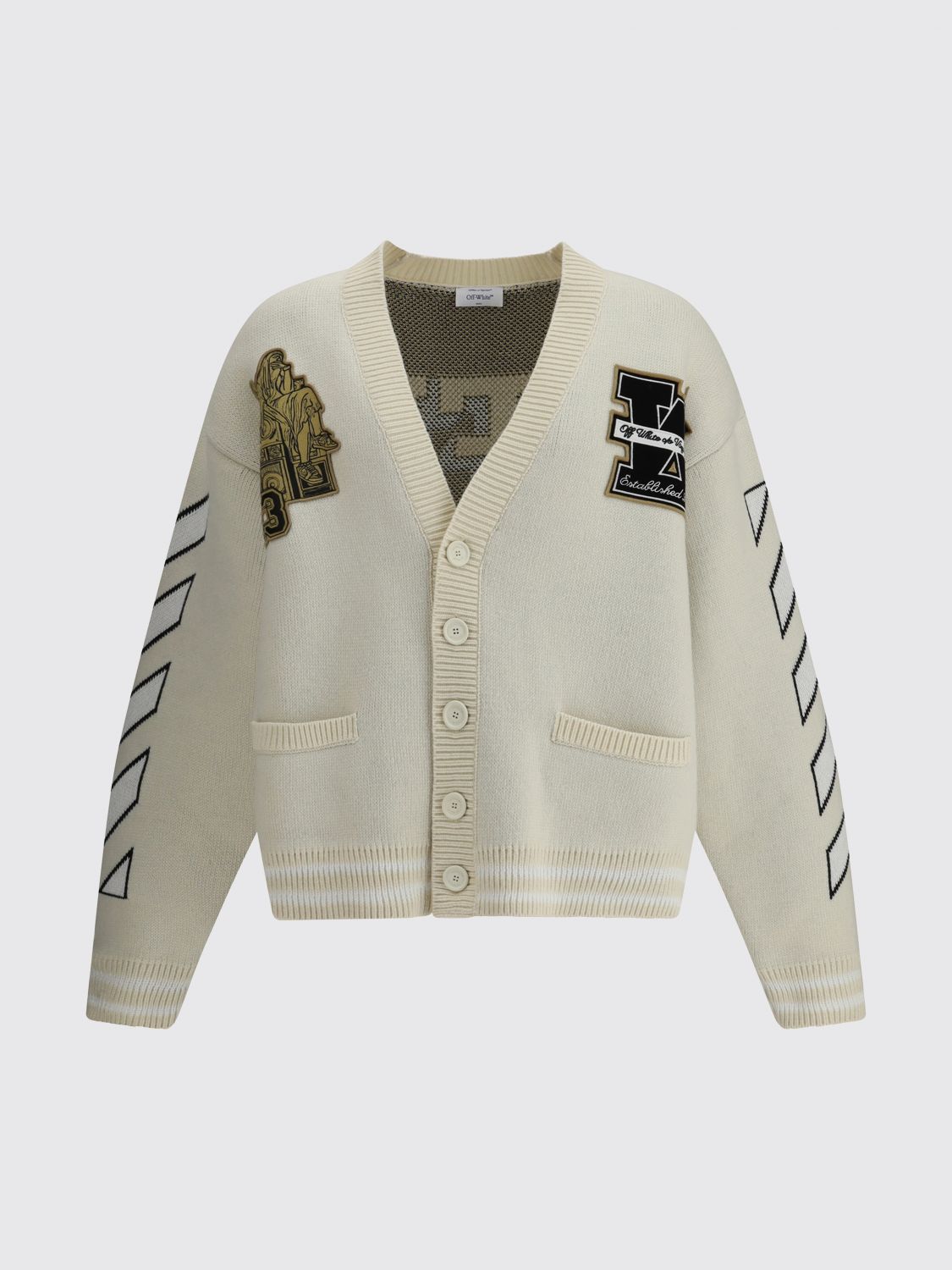 Off-white Lion Varsity Knit Cardigan In White