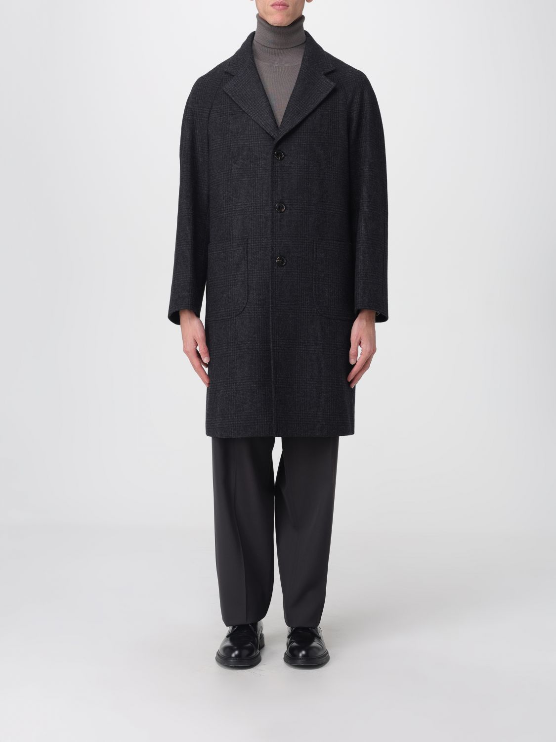 Corneliani Coat Men Color Black In Black