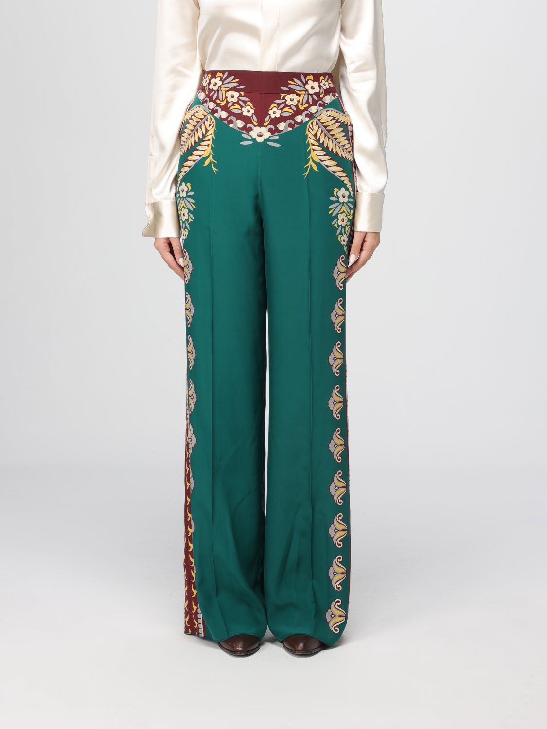 Etro Printed Trousers In Green