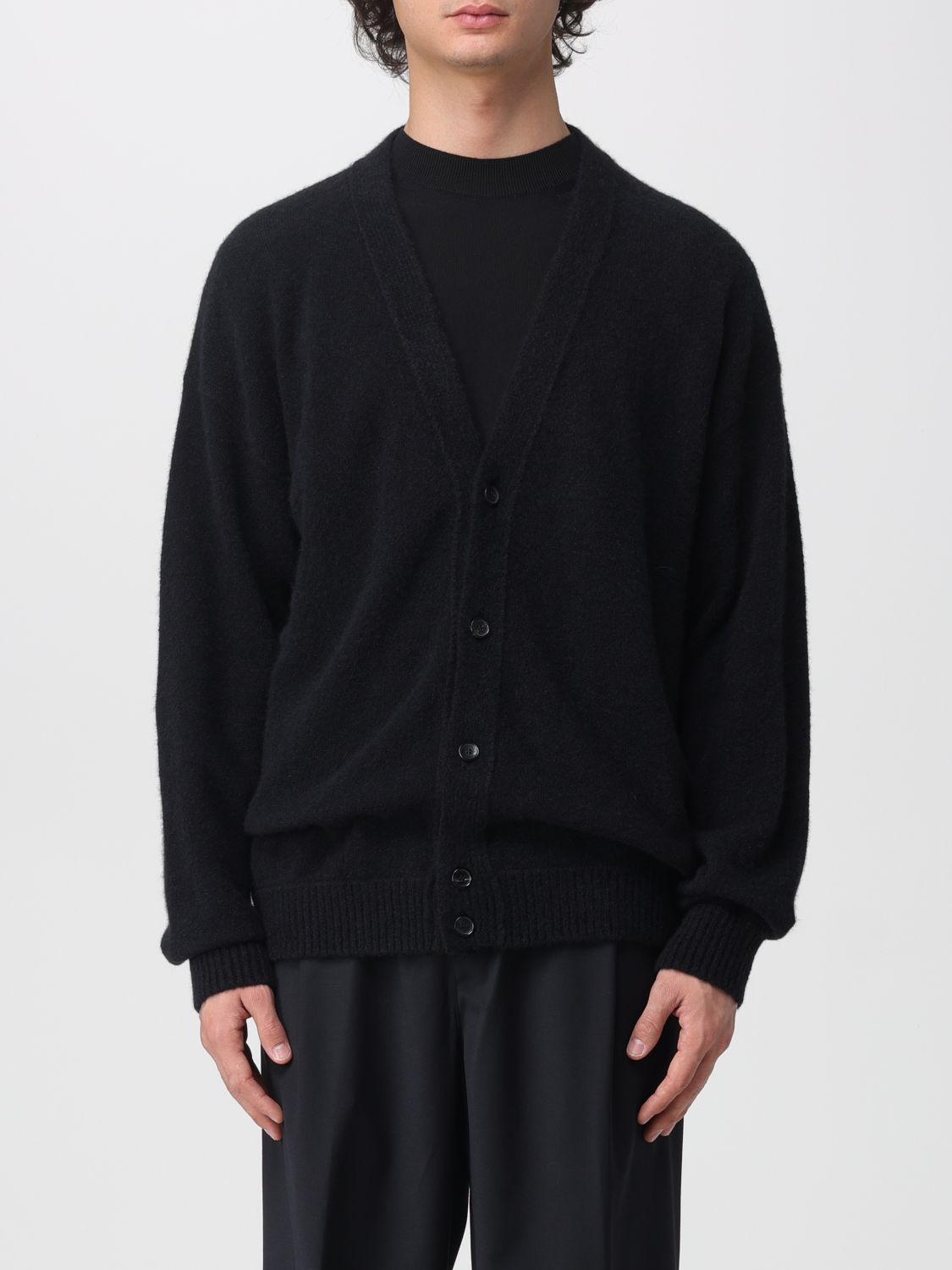 Laneus Black Cardigan With Buttons In Black
