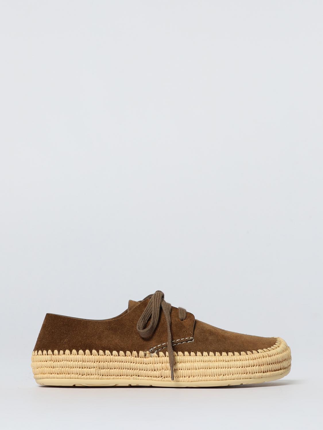 Loewe Men Rio Lace-up Shoes In Suede And Raffia In Brown