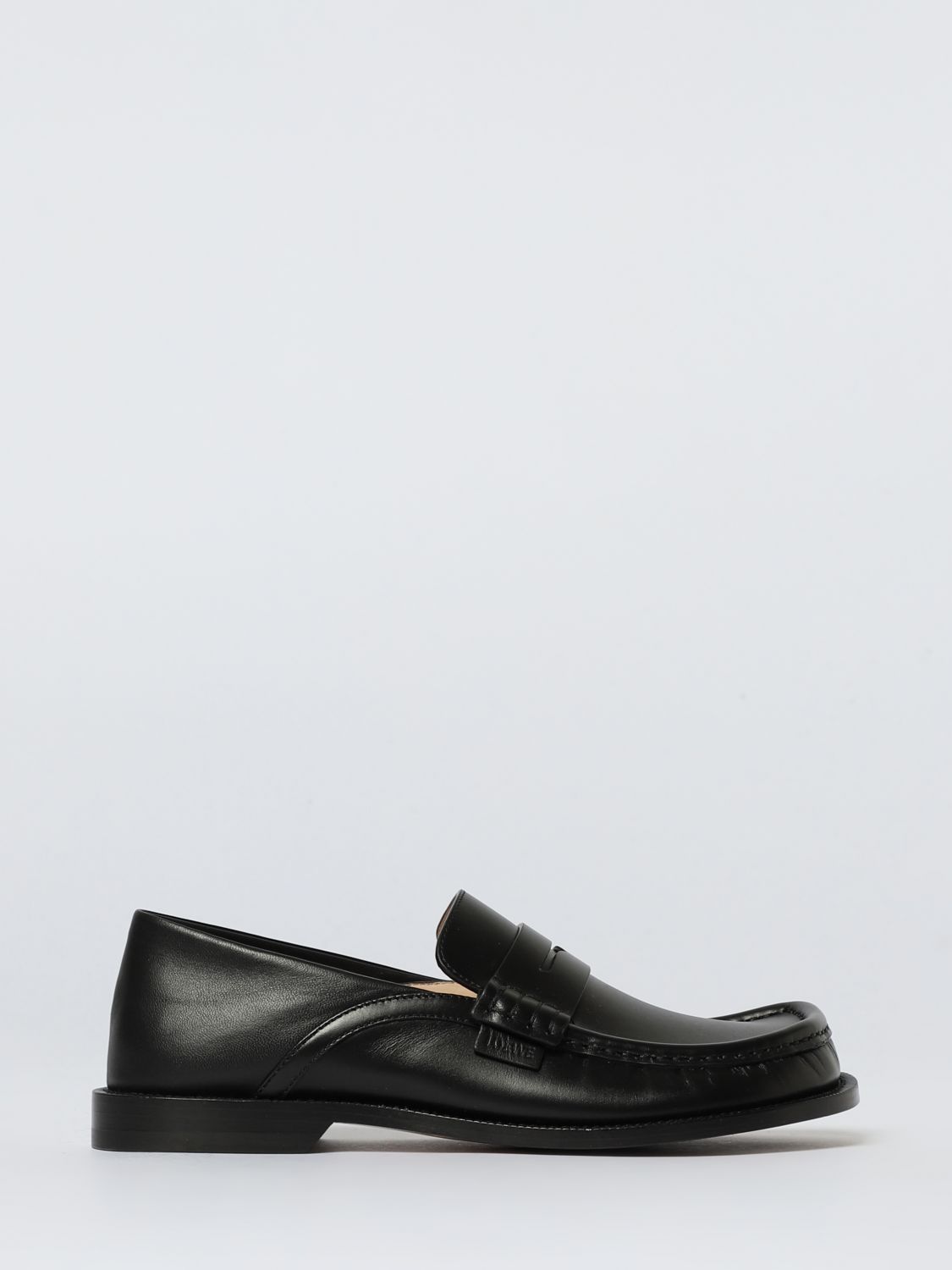 Loewe Penny Strap Round Toe Stitched Detailing Loafers In Animal Print