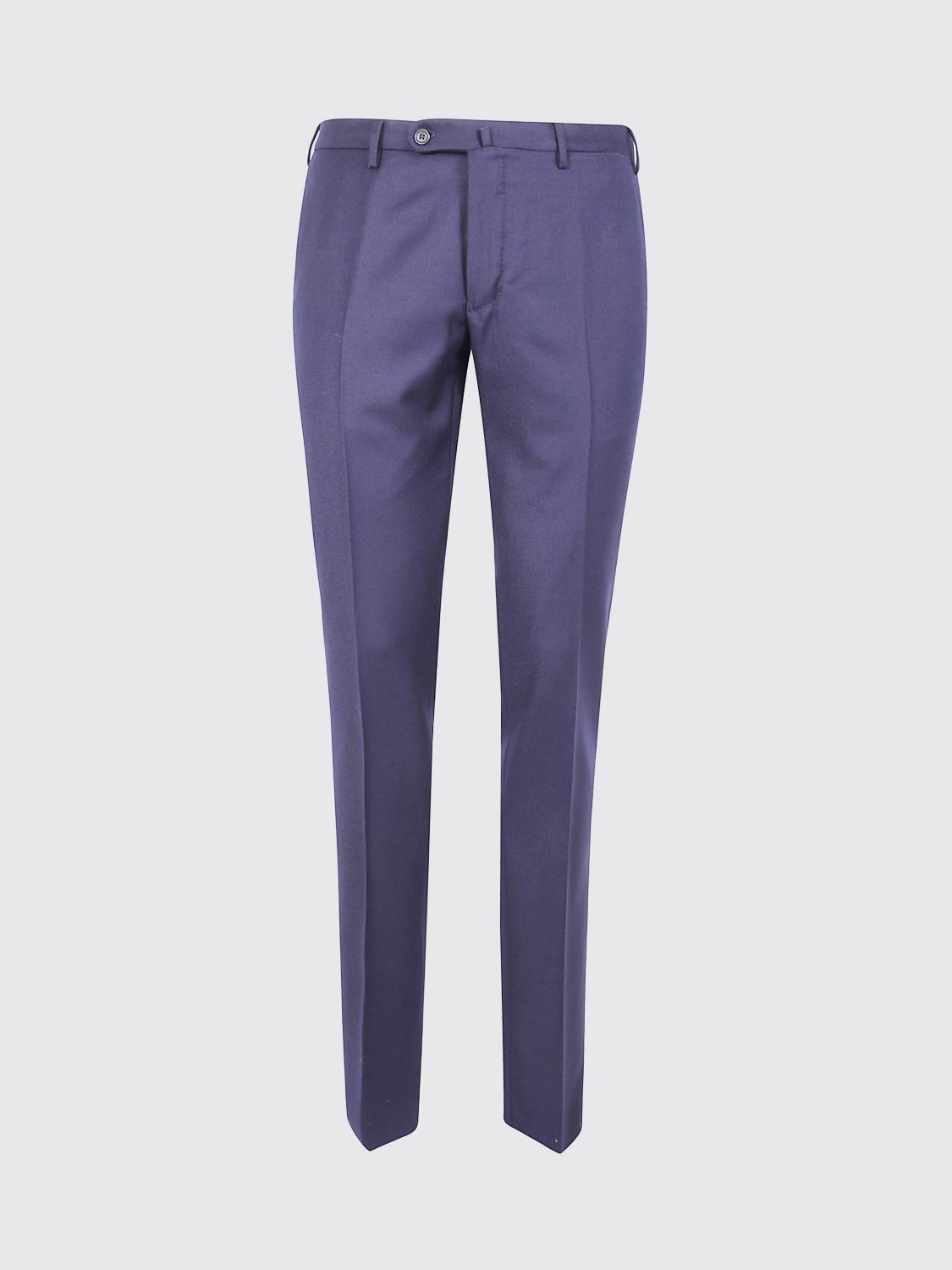 Incotex Flat-front Cotton Trousers In Blue