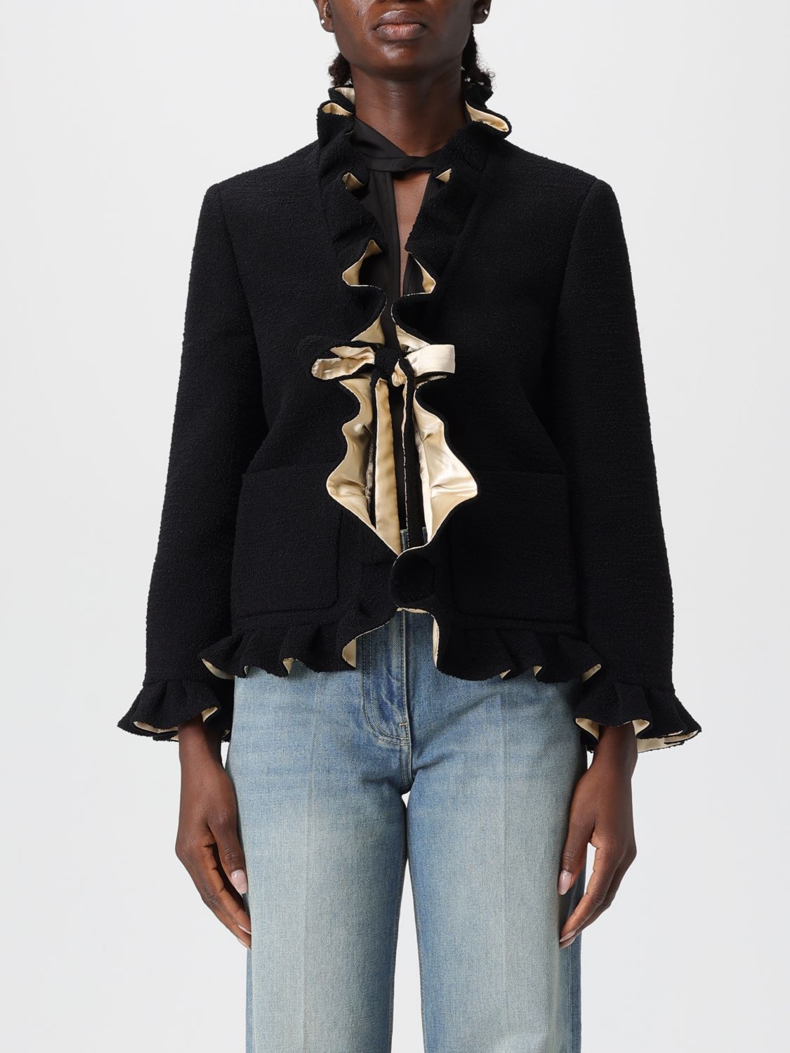 Valentino Blazer Woman Color Black In Black