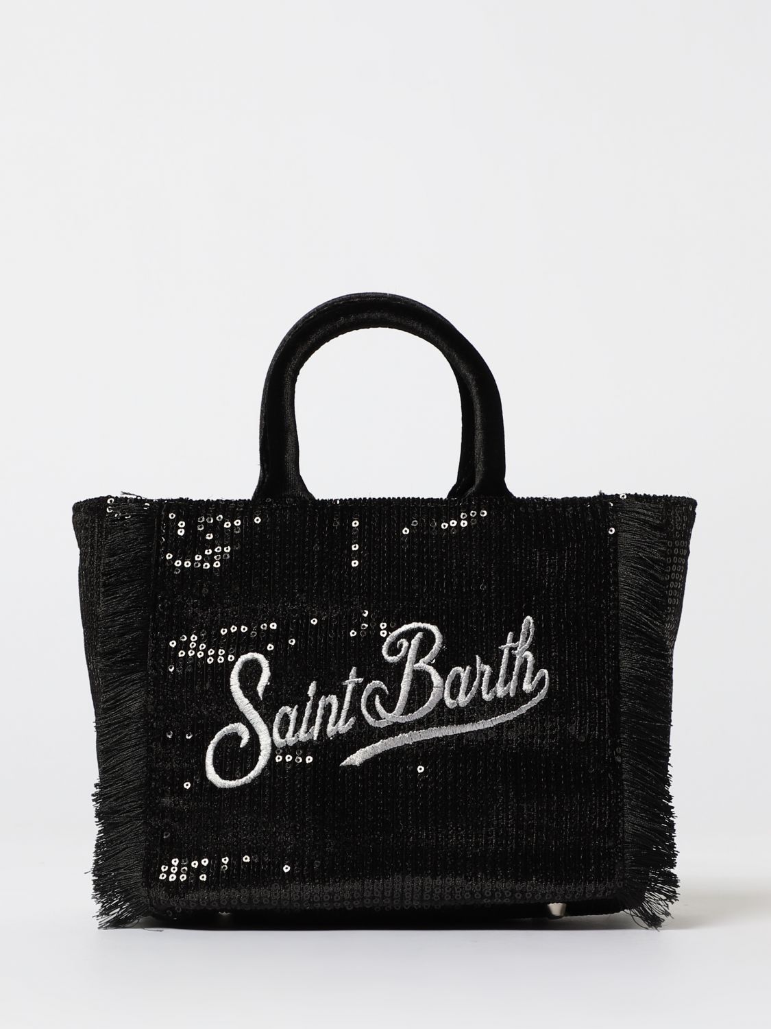 Mc2 Saint Barth Mini Vanity Sequin Fringed Tote Bag In Black