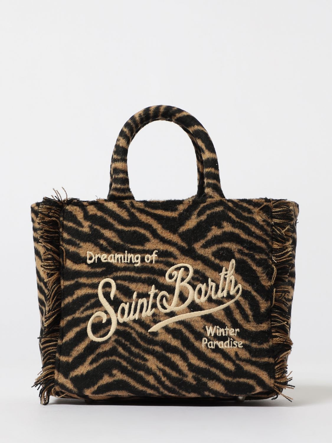 Borsa Vanity Mini Mc2 Saint Barth in feltro stampa zebrata