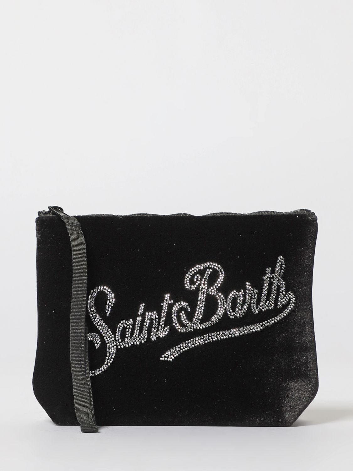 Pochette Aline Mc2 Saint Barth in velluto con logo di strass