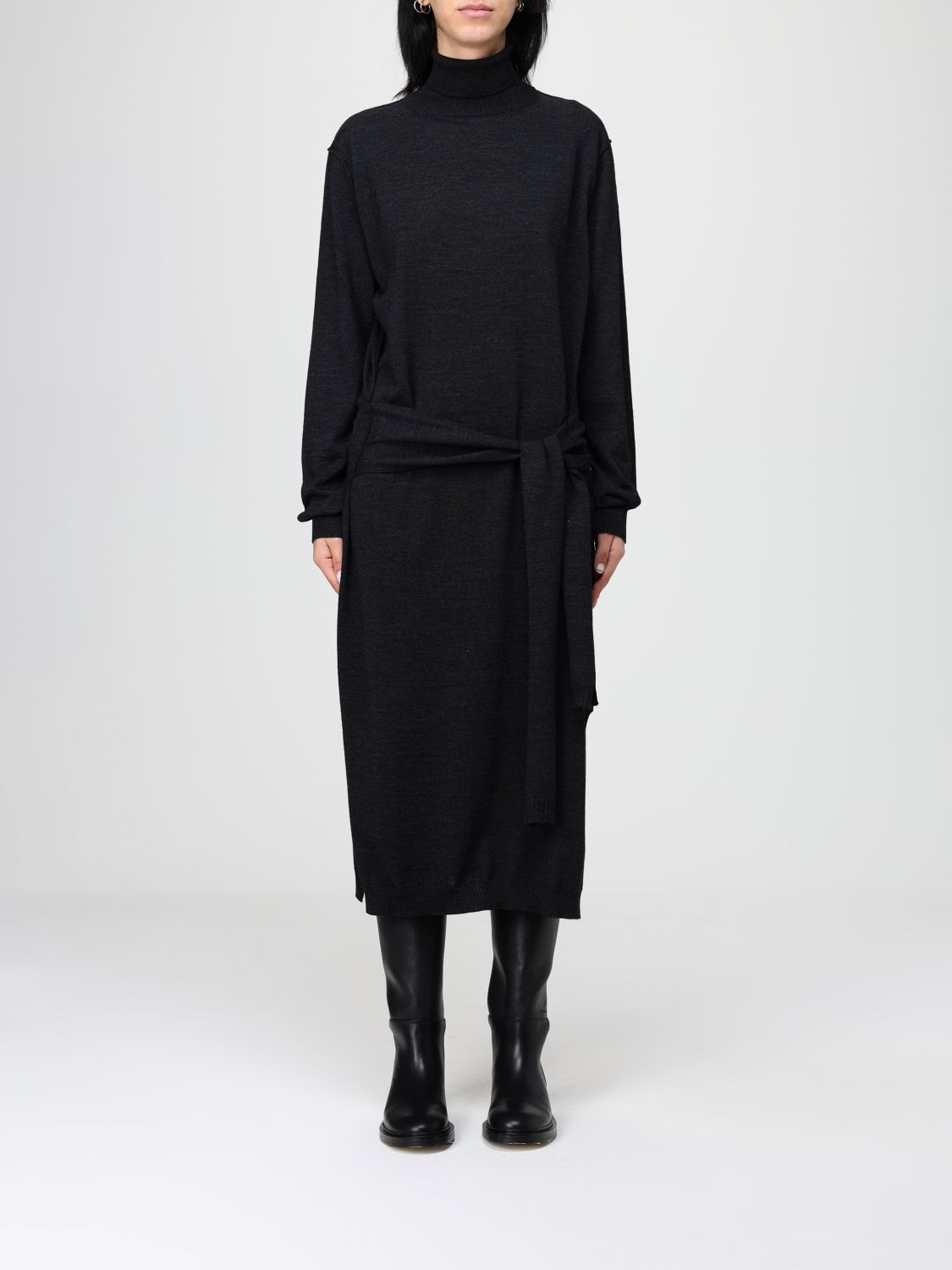Lemaire Women Wool Blend Knit Dress In Black