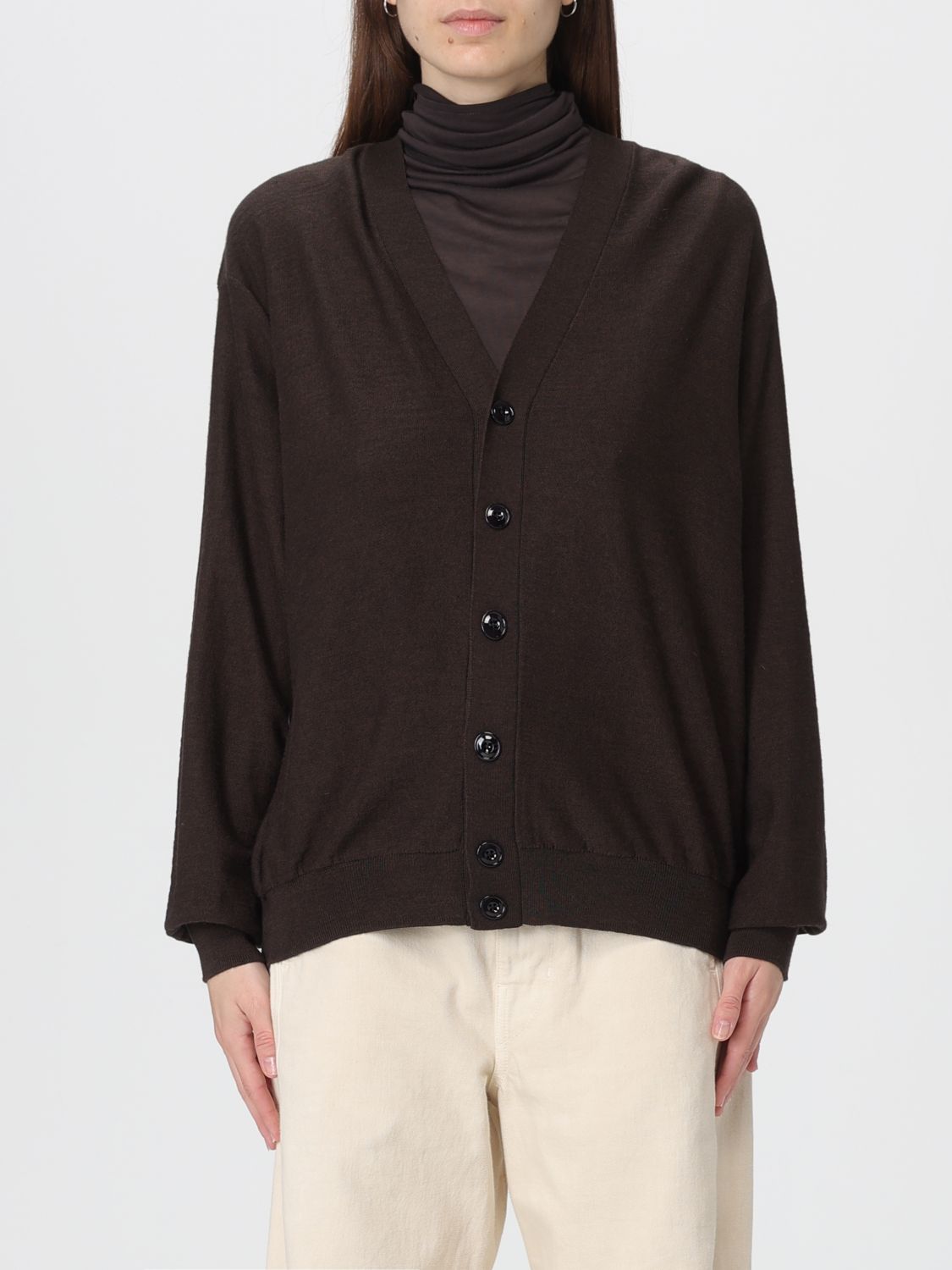 Lemaire Buttoned Cardigan Long Sleeves In Brown