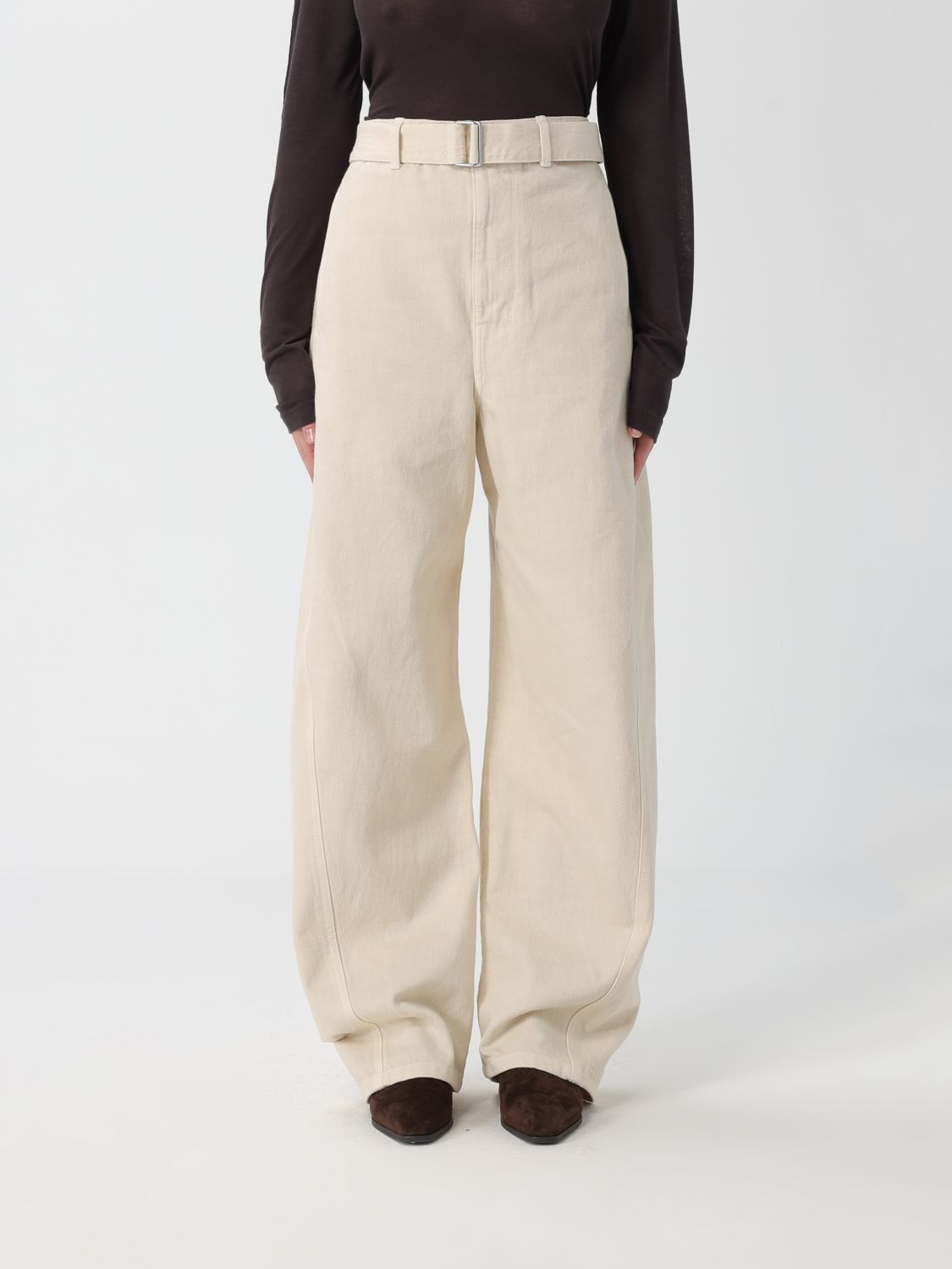 Lemaire Pants With "twisted" Belt In Neutral