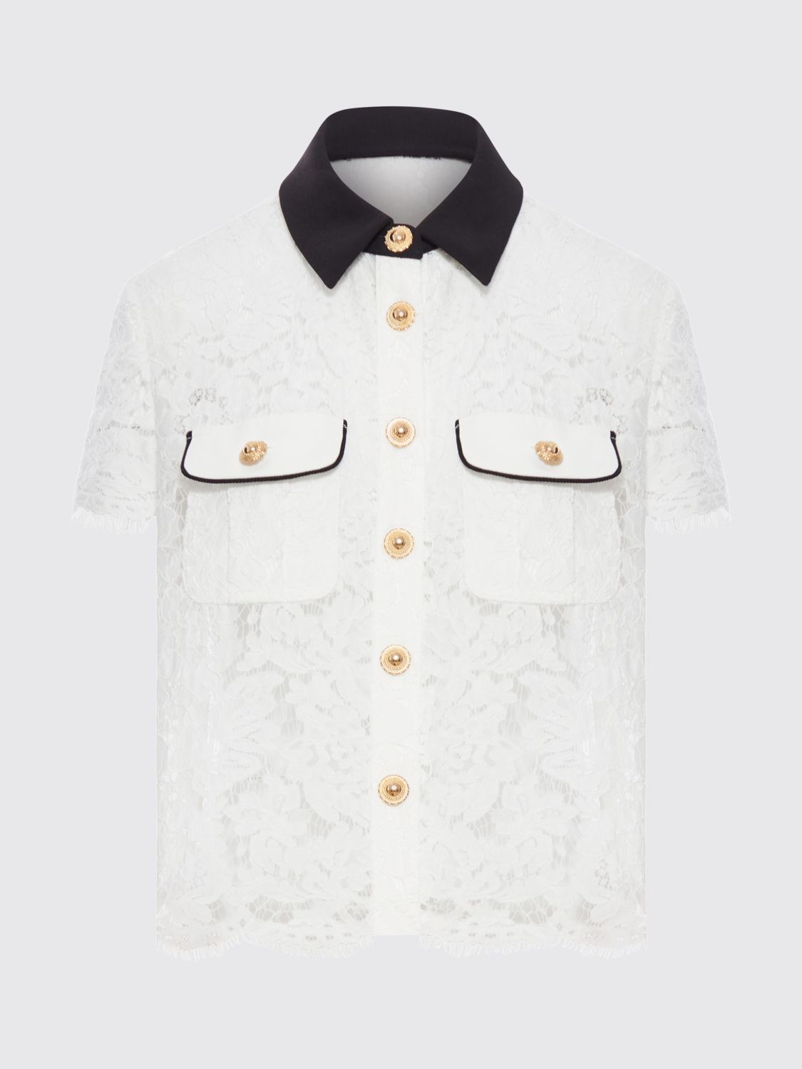 Self-portrait Shirt With Floral Lace Embroidery Self Portrait In White