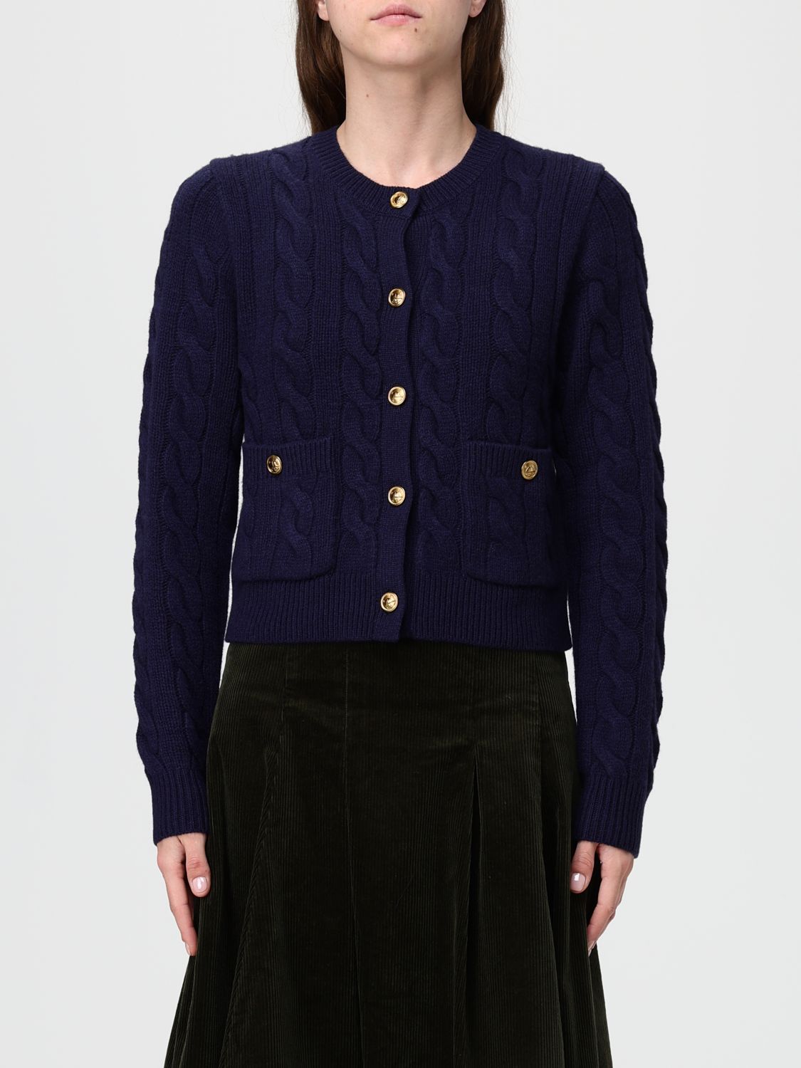 Polo Ralph Lauren Cable-knit Wool And Cashmere-blend Cardigan In Blue