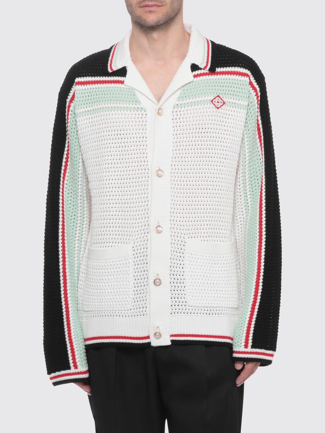 Casablanca Men's Faux Crochet Shirt In White