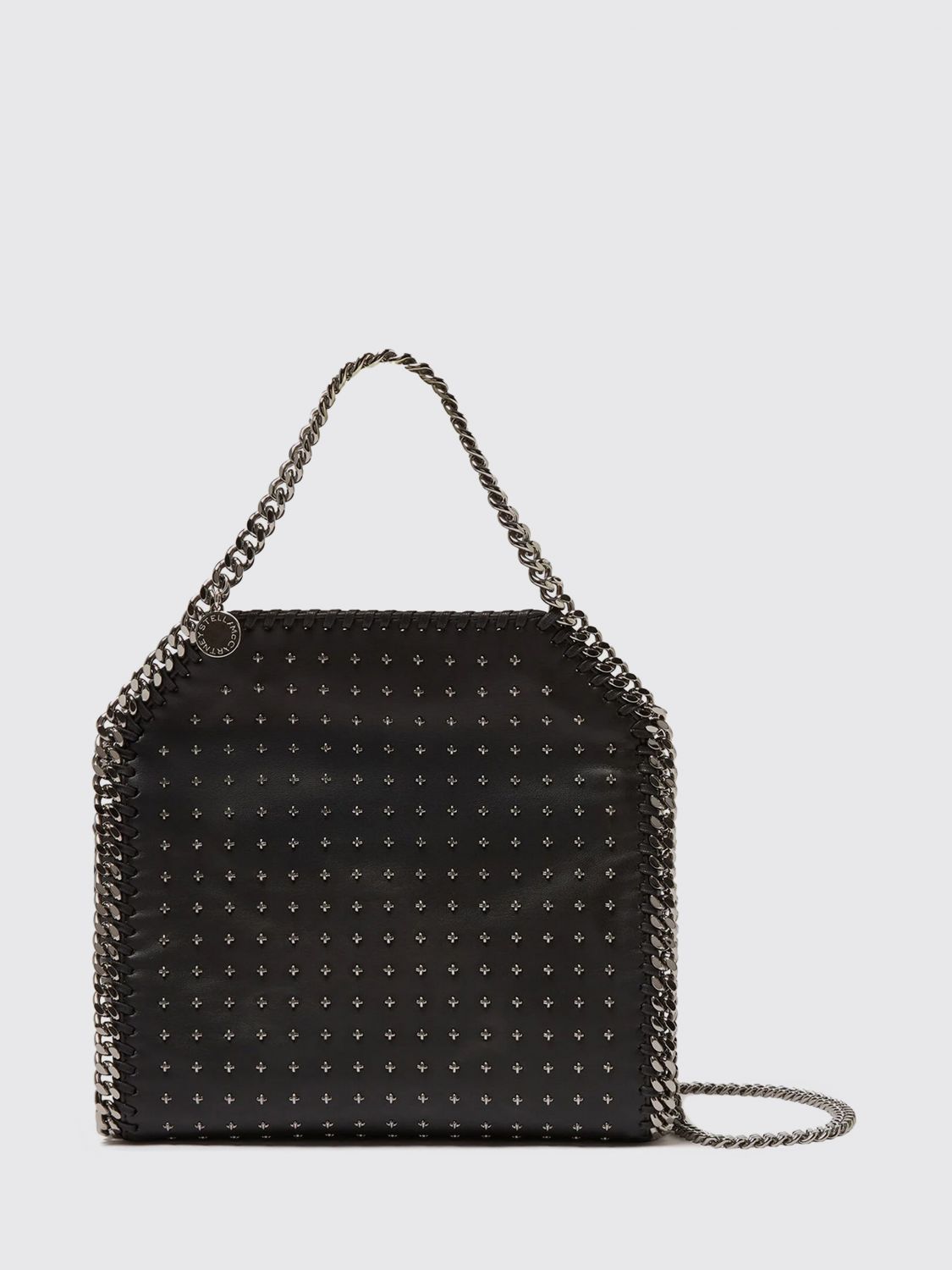 Stella Mccartney Falabella Studded Chain-trim Vegan Leather Tote Bag In Metallic