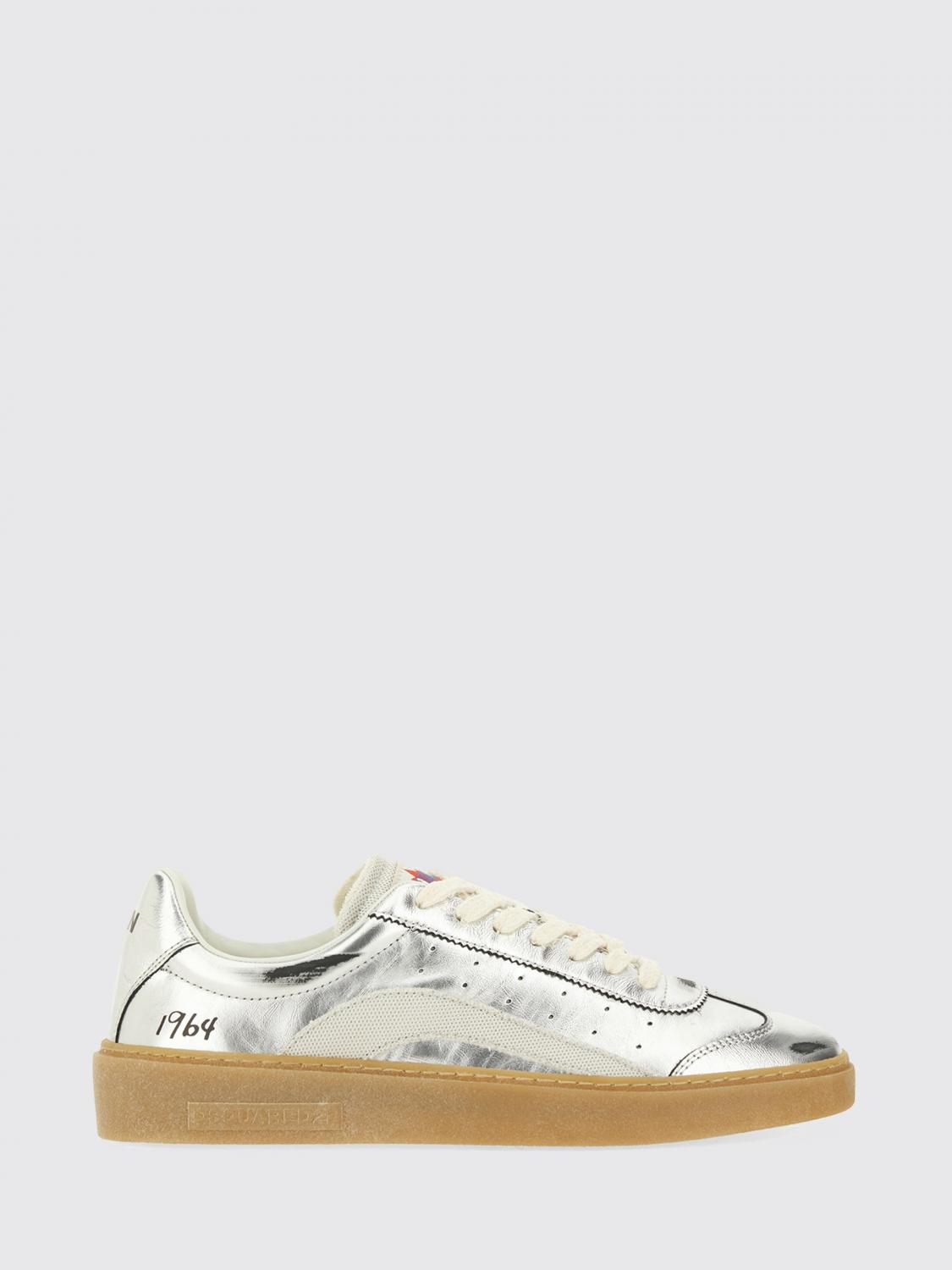 Dsquared2 Metallic Low-profile Sneakers With Distinctive Accents In Silver
