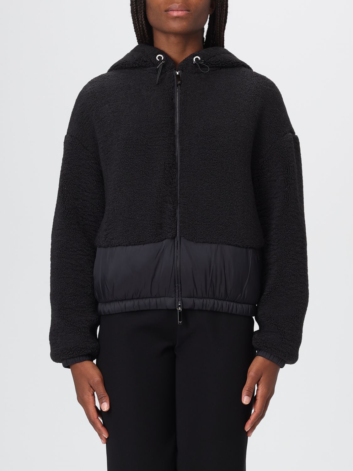Emporio Armani Drawstring Hood Jacket In Black