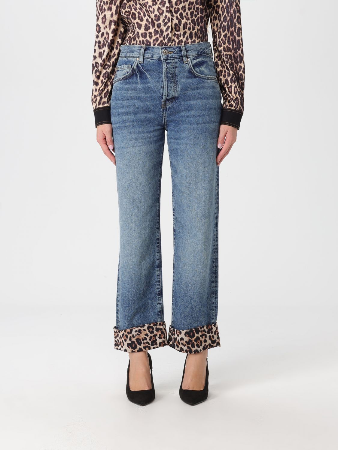 Liu •jo Jeans Liu Jo Woman Color Blue In Animal Print