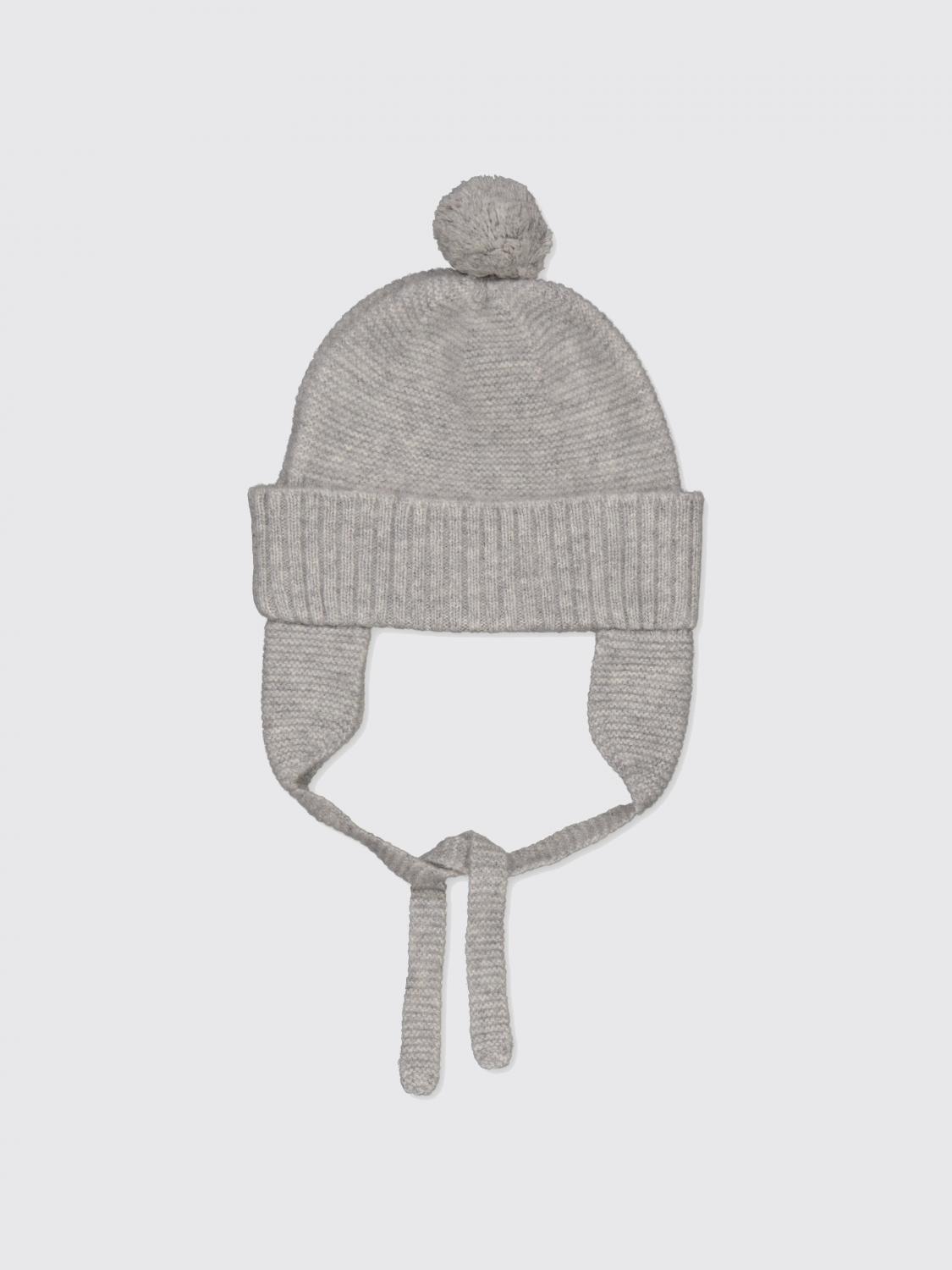 Bobbin & Tricot Baby Cashmere Pompom Beanie In Gray