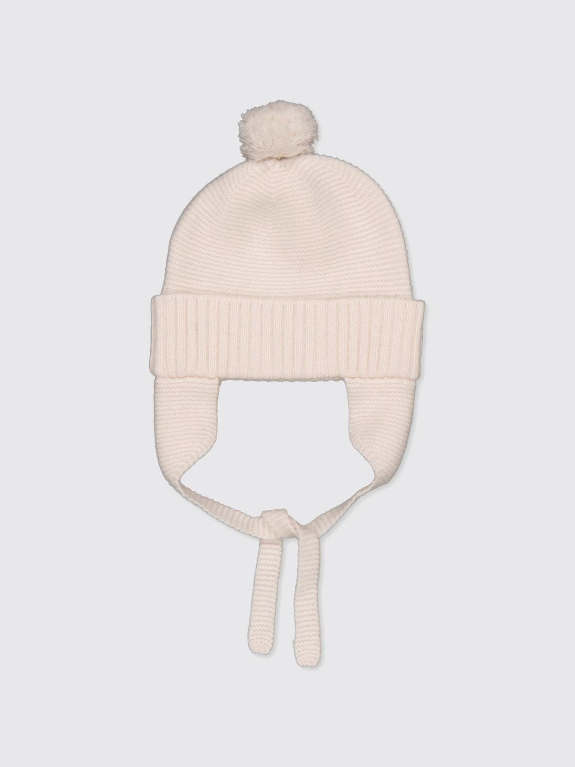 Bobbin & Tricot Baby Cashmere Pompom Beanie In White