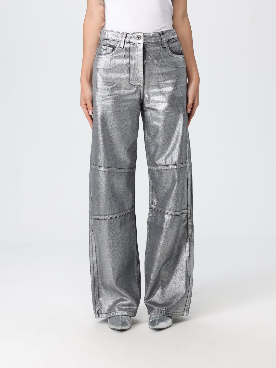 Patrizia Pepe Panelled Trousers In Silver