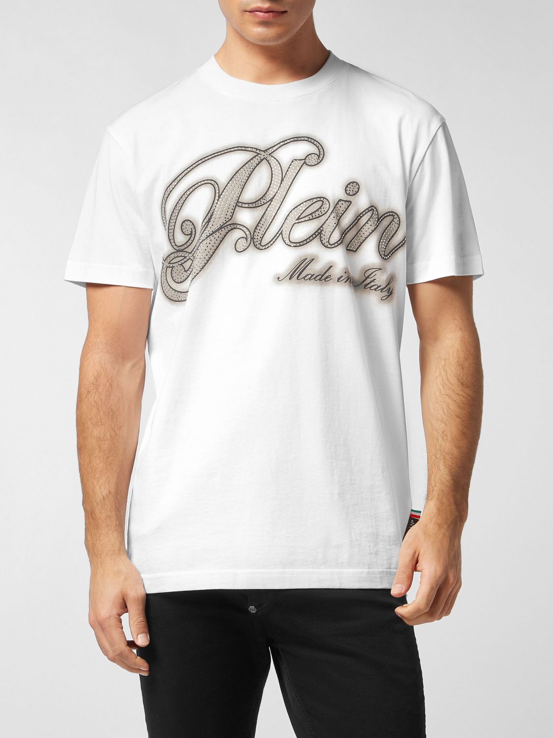 PHILIPP PLEIN T-shirt in cotone con logo e strass