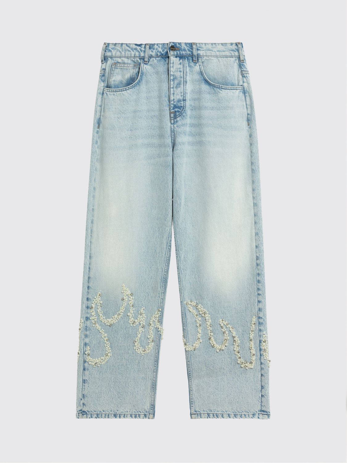 Barrow Embellished Straight-leg Jeans In Blue