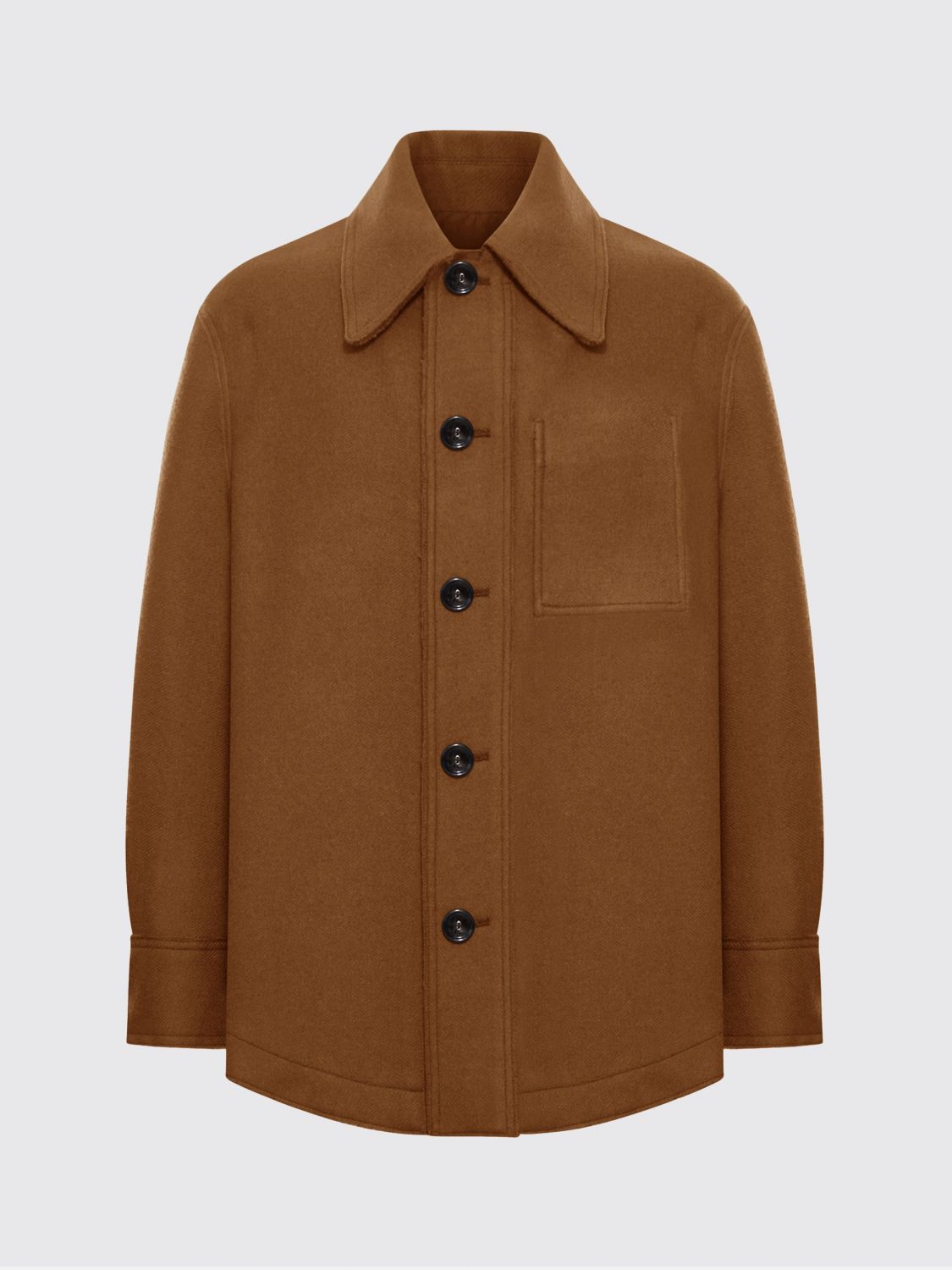 Ami Alexandre Mattiussi Wool Shirt Featuring Chest Pocket And Long Sleeves In Brown