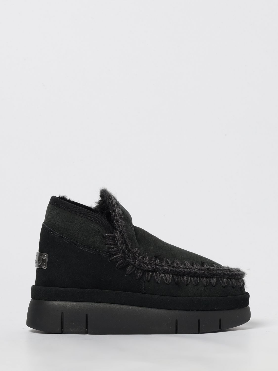 Mou Moccasin-inspired Ankle Boots With Whipstitch Detailing In Black