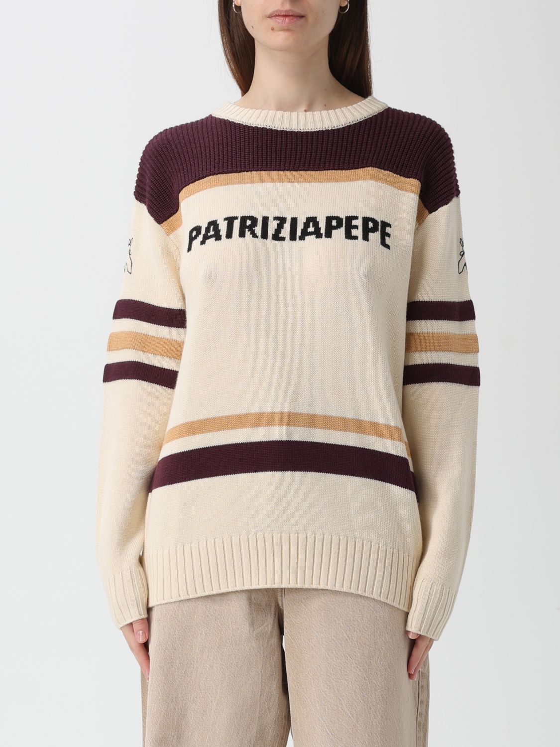Patrizia Pepe Logo-detail Sweater In Neutral