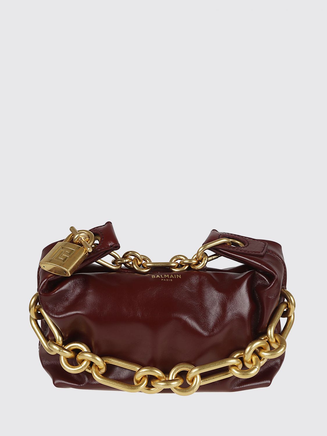 Balmain Mini Calfskin Shoulder Bag Chain In Purple