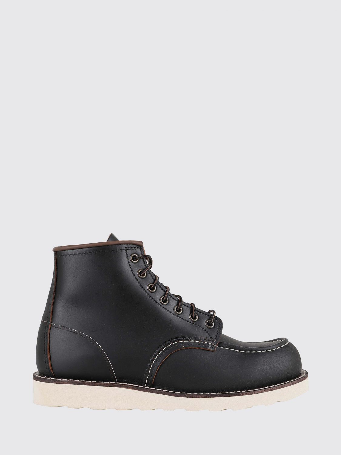 Red Wing Calf Leather Ankle Boots With Rounded Toe And Sturdy Sole In Black