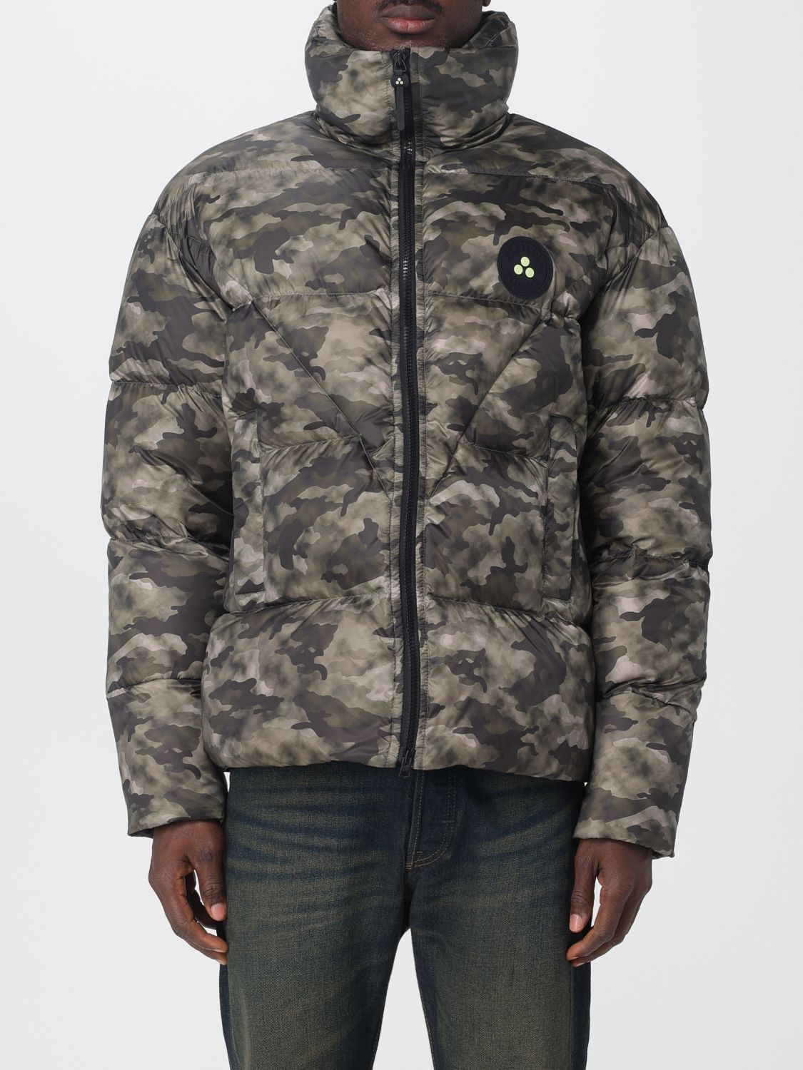 Peuterey Camouflage Puffer Jacket With High Collar In Multi