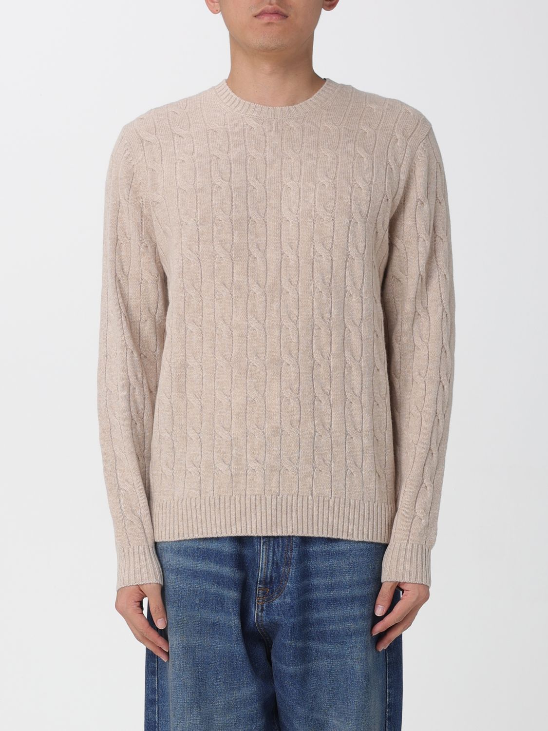 Mc2 Saint Barth Regent Braid Wool Sweater In Neutral