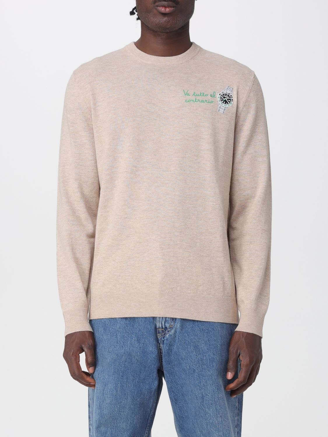 Mc2 Saint Barth Embroidered-motif Crew-neck Sweater In Metallic