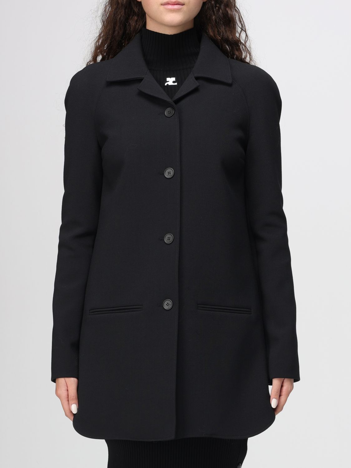 Courrèges Coat Woman Color Black In Multi