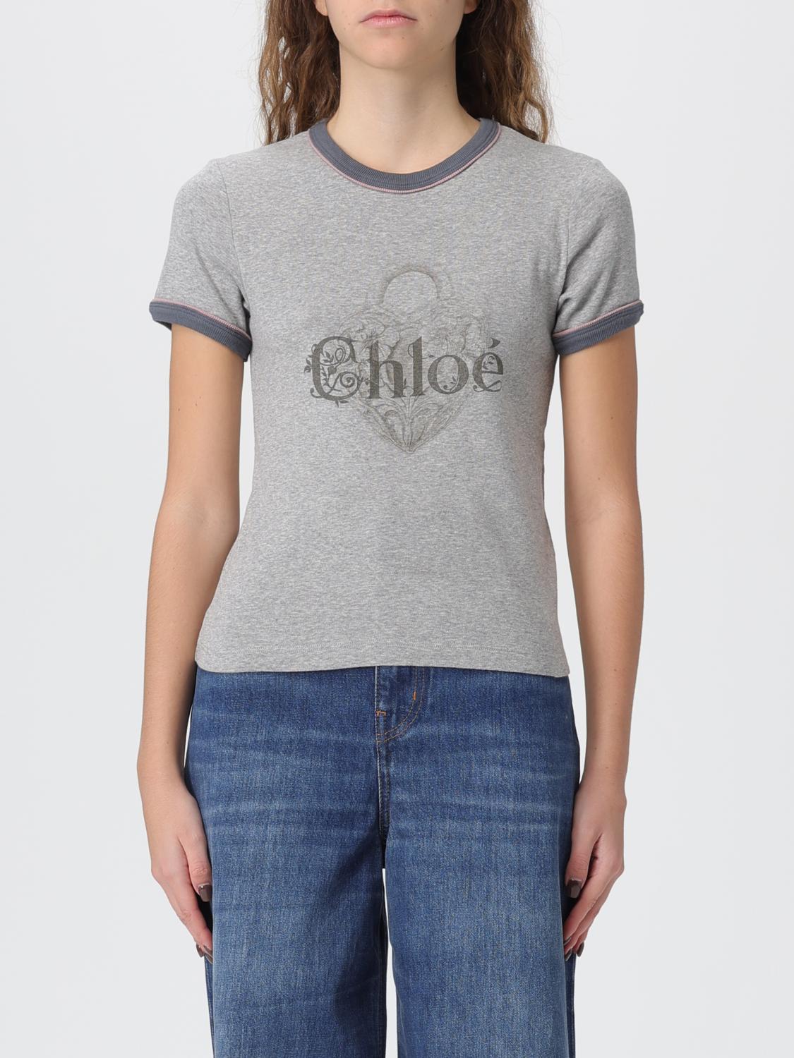 Chloé Chloe Cotton T-shirt Women In Gray