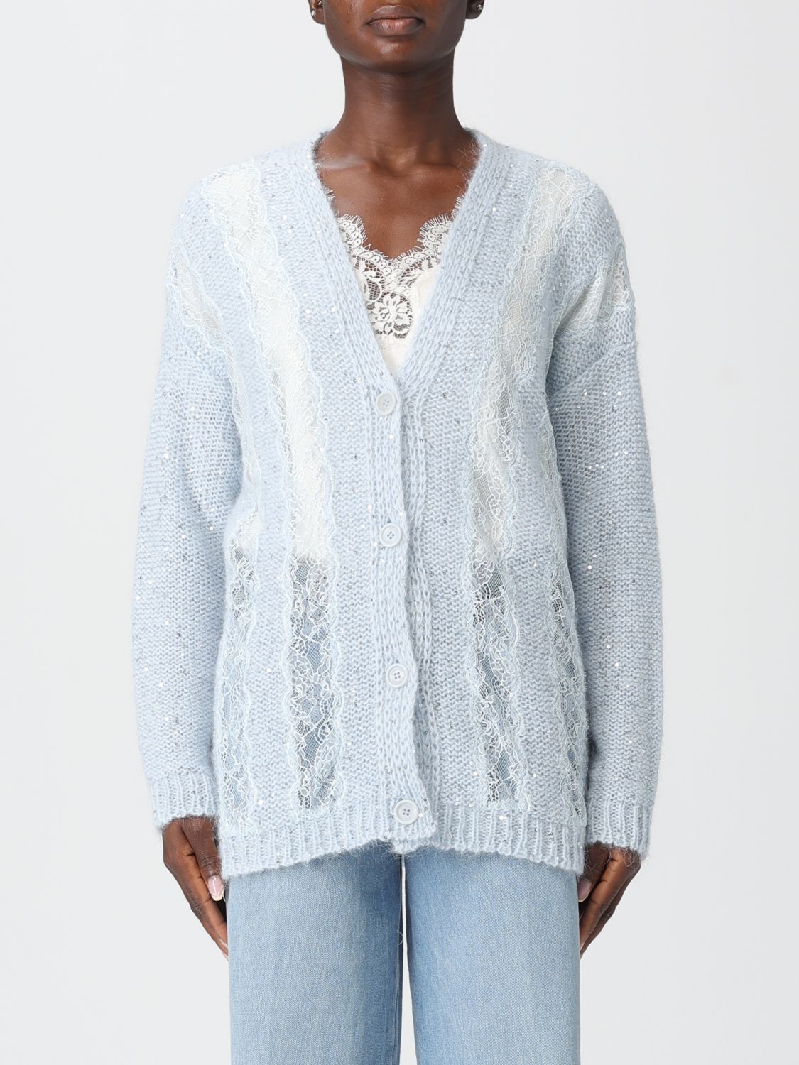 针织开衫 ERMANNO FIRENZE 女士 颜色 浅蓝色