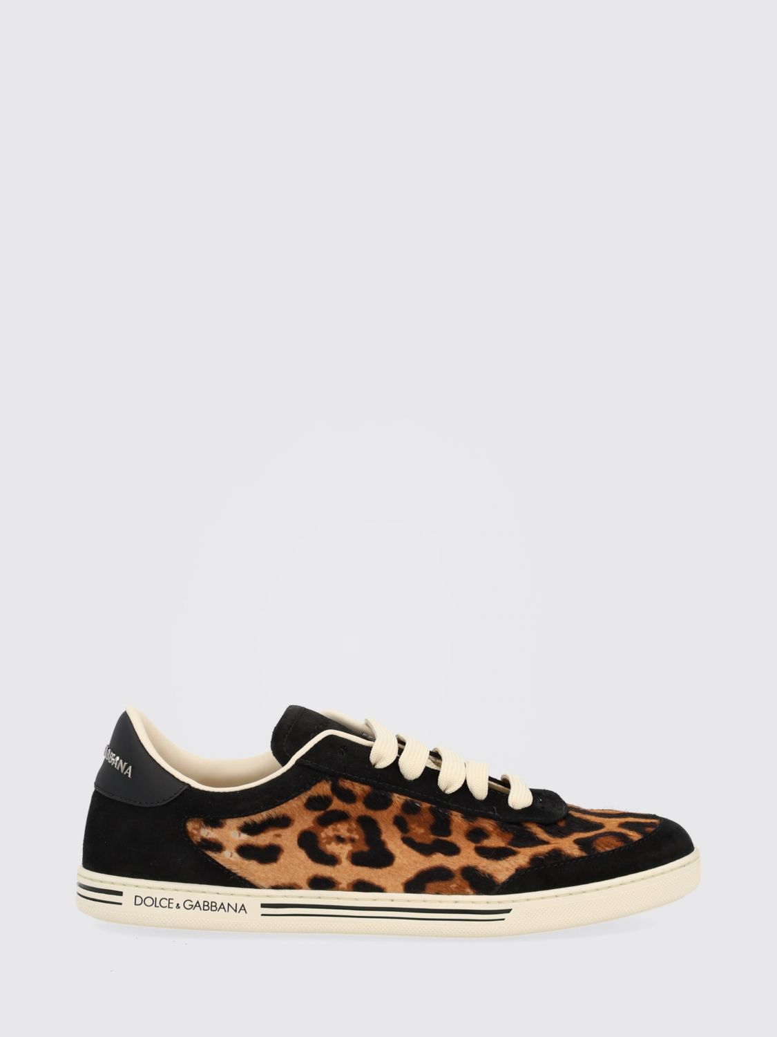 Dolce & Gabbana Printed Calf Hair Saint Tropez Light Sneakers In Black