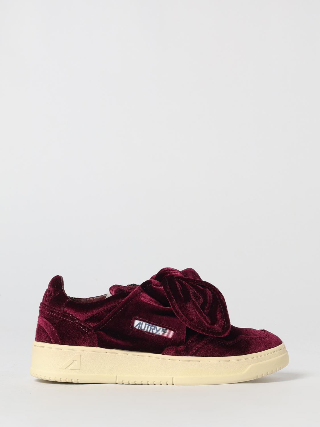 Autry Velvet Bow Medalist Trainers In Burgundy