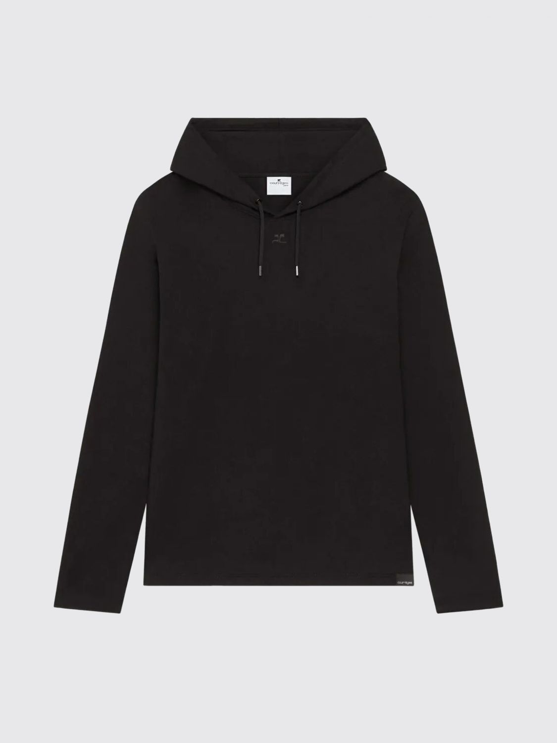 Courrèges Asymmetric Hooded Long Sleeve T-shirt In Black