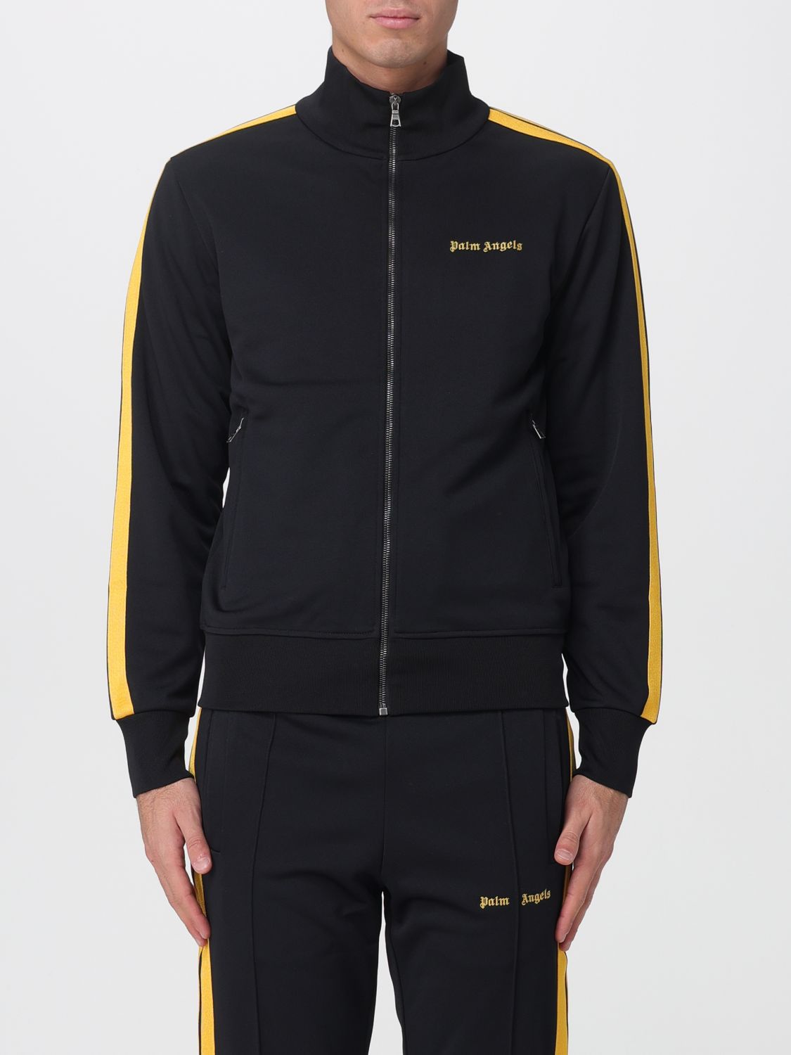 Palm Angels Track Black Polyester Sweatshirt In Black