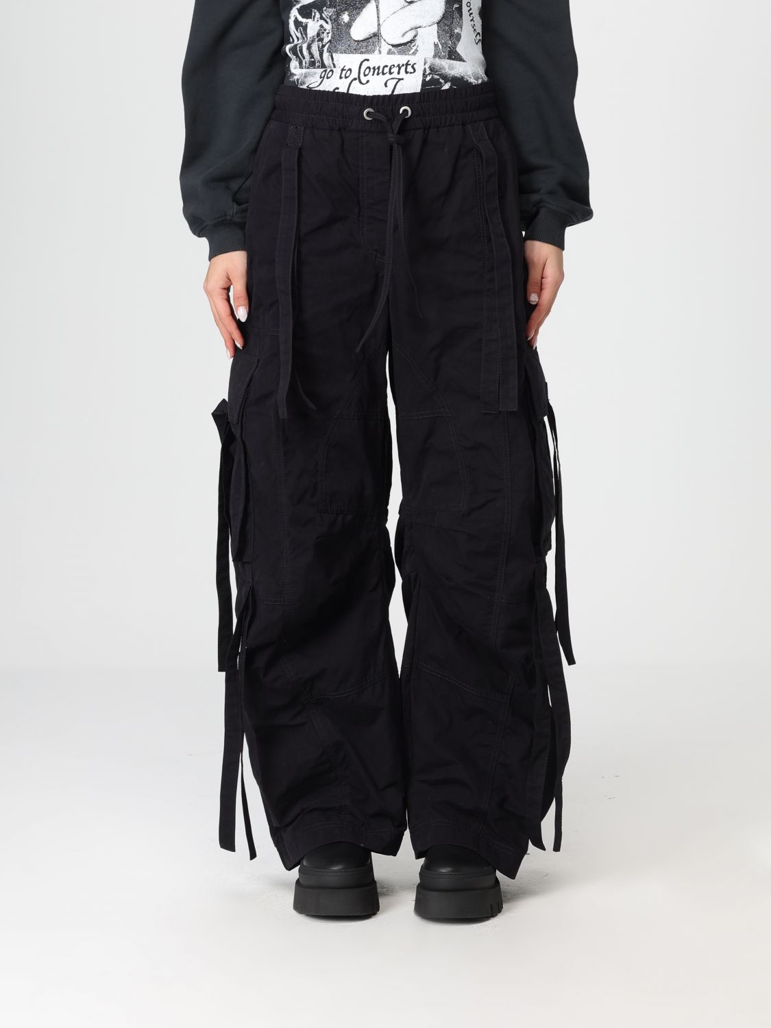 Dolce & Gabbana Ties Barrel-leg Cargo Trousers In Black