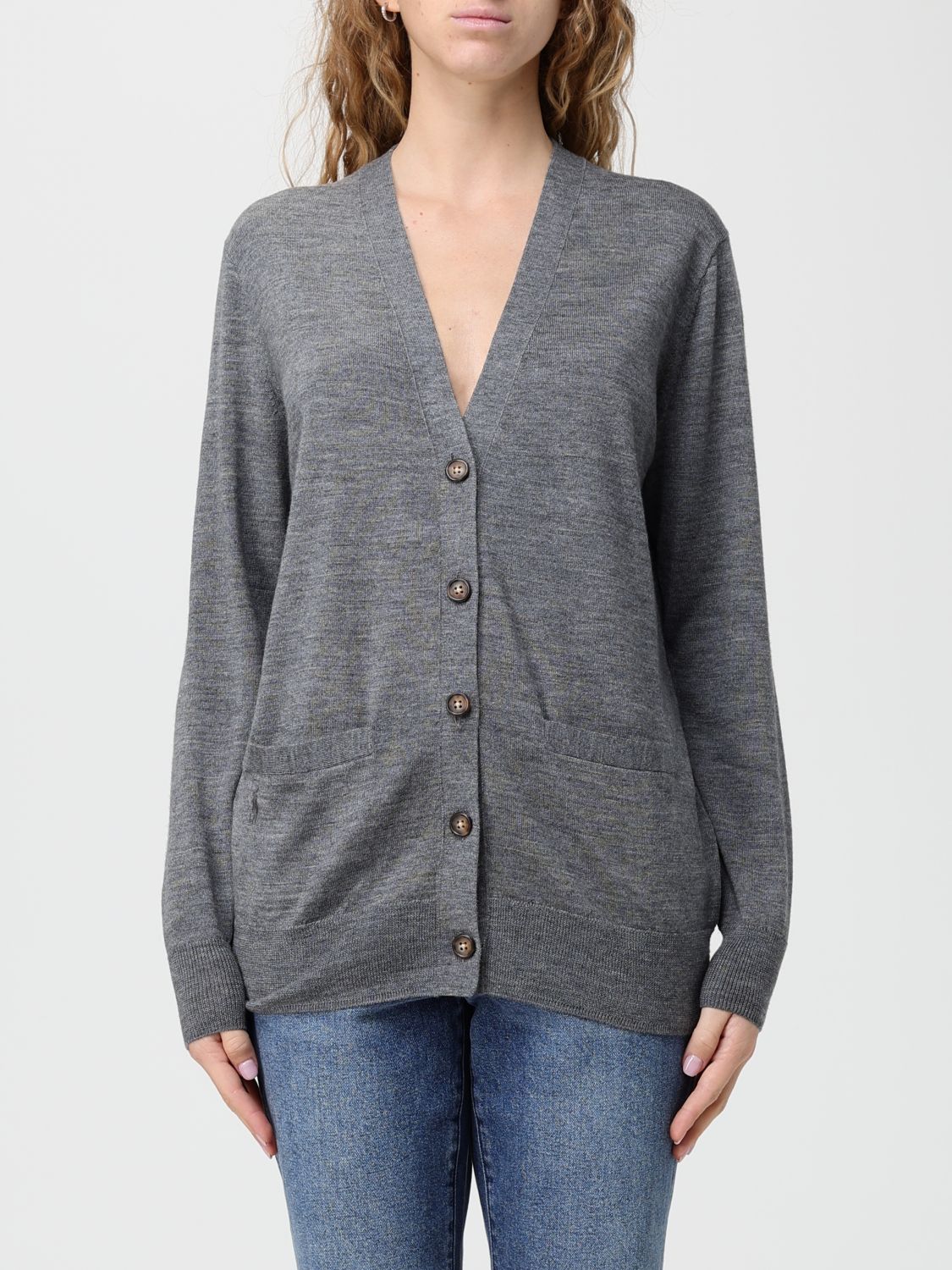 Polo Ralph Lauren Button-front Patch-pocket Cardigan In Gray