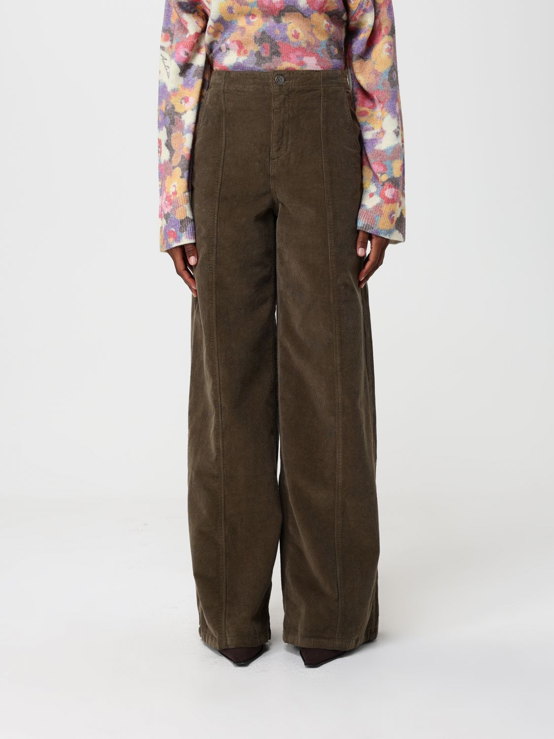 Twinset Pants Woman Color Green In Animal Print