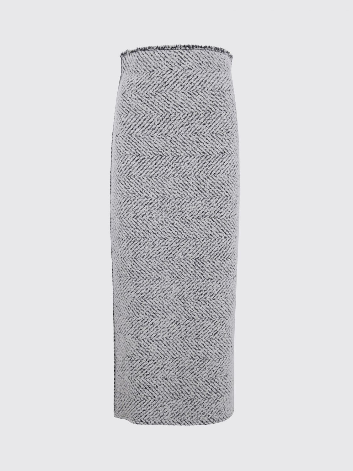 Alberta Ferretti Herringbone Pencil Skirt In Gray