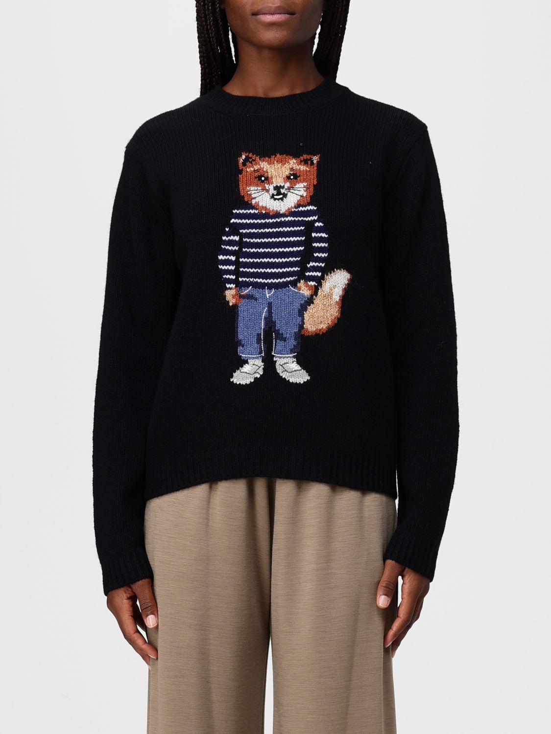 Maison Kitsuné Dressed Fox Sweater In Black