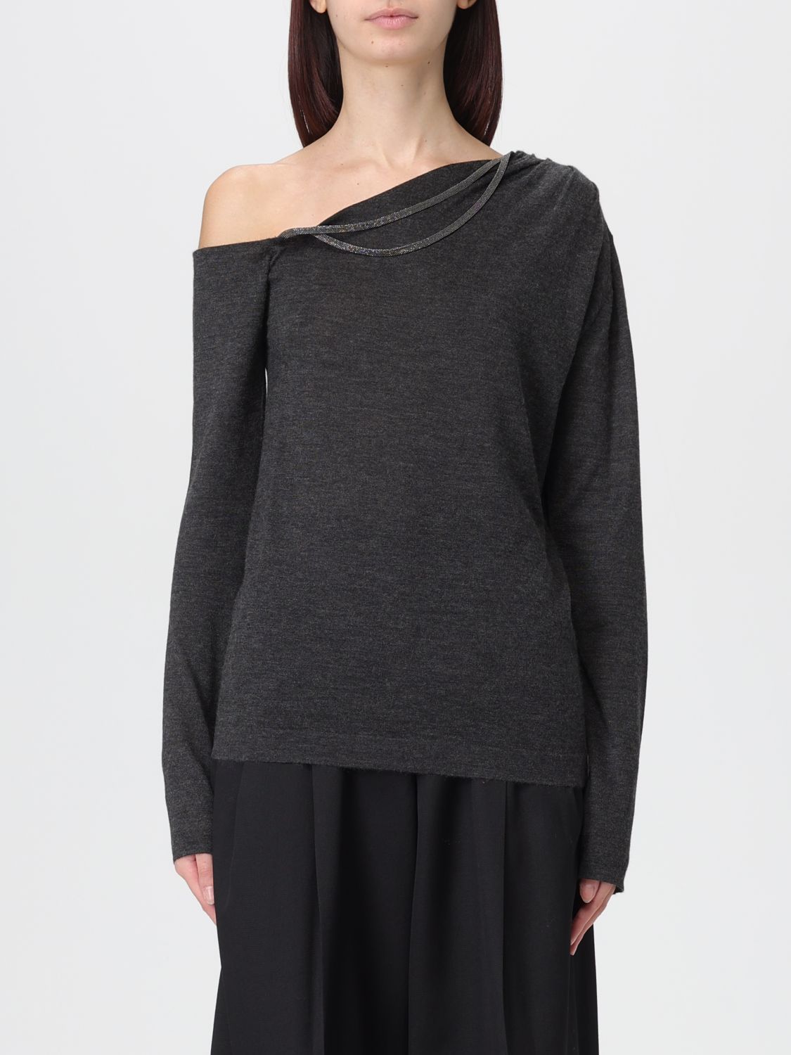 Brunello Cucinelli Sweater  Woman Color Charcoal In Black