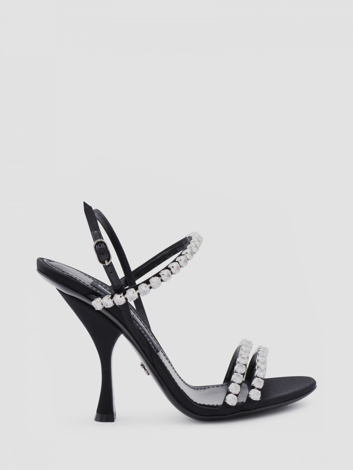 Dolce & Gabbana Formale Embellished Satin Sandals In Black