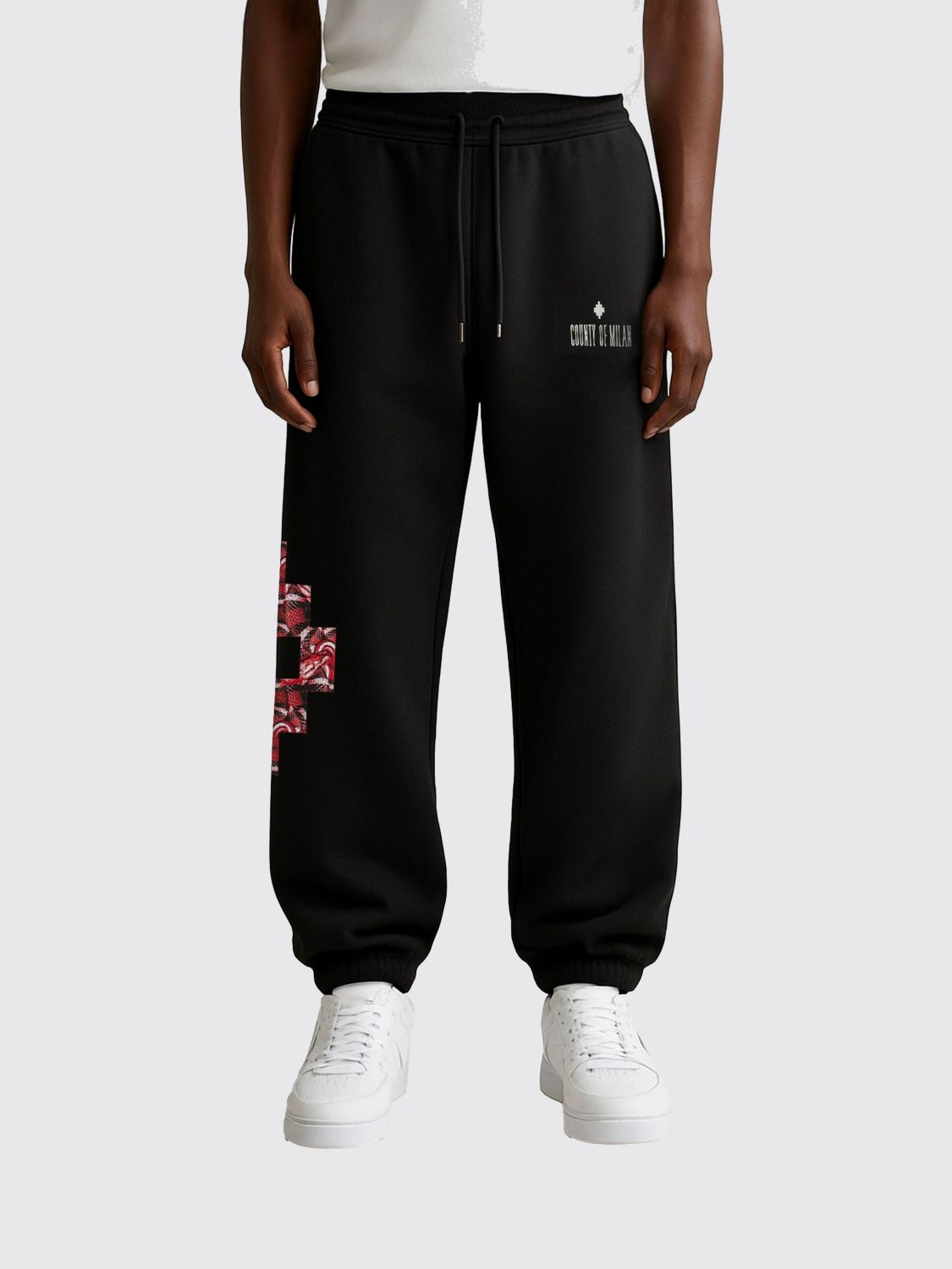 County Of Milan Geometric-print Track Pants In Black