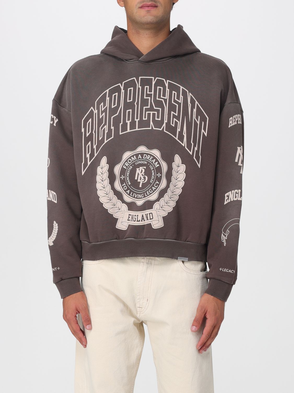 Represent Cotton Legacy Crest Hoodie In Brown